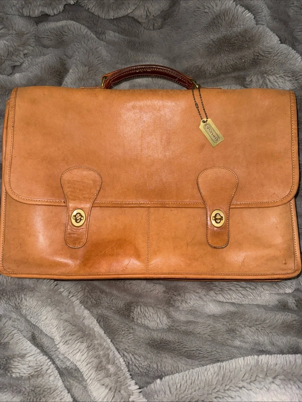 Coach Tan Leather Briefcase Satchel